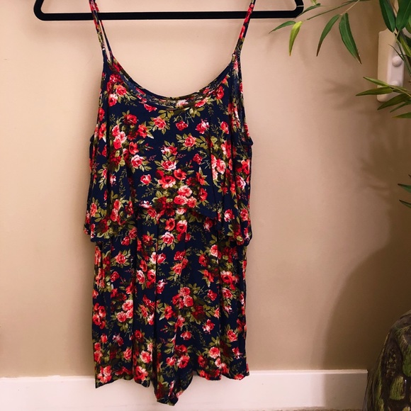 Timing | Floral Print Cami Romper with Ruffle - Picture 2 of 4